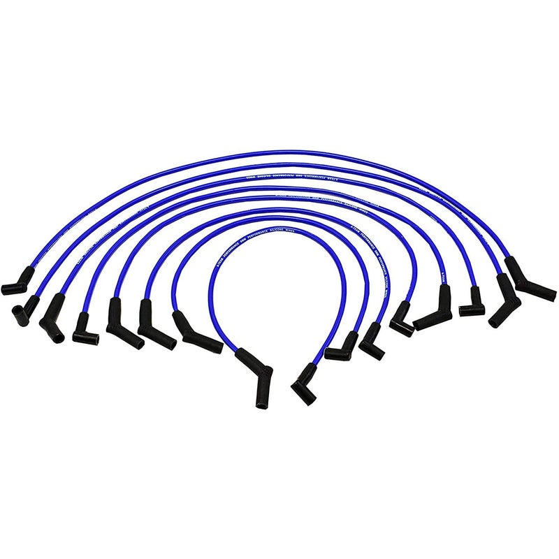 A-Team Performance Silicone Spark Plug Wire Set - High-Temp Silicone Wire with 90-Degree Distributor & 45-Degree Boots - Compatible with Ford SBF 221-351W Engines - 8 Pack, Blue, 8.0mm - Image 2